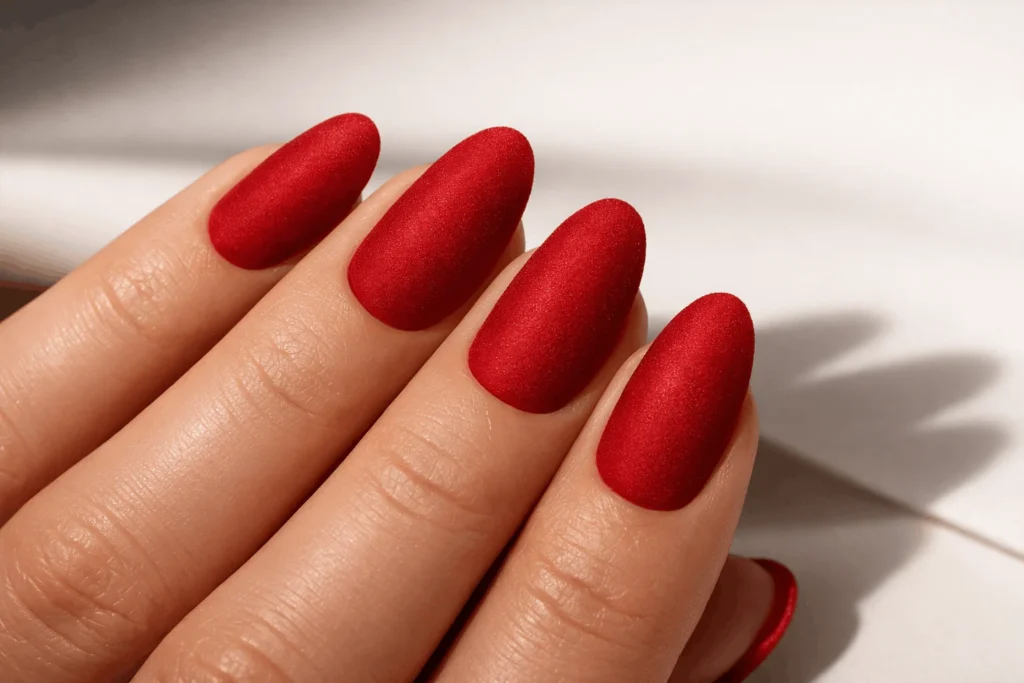  Matte red February nails bold and elegant style