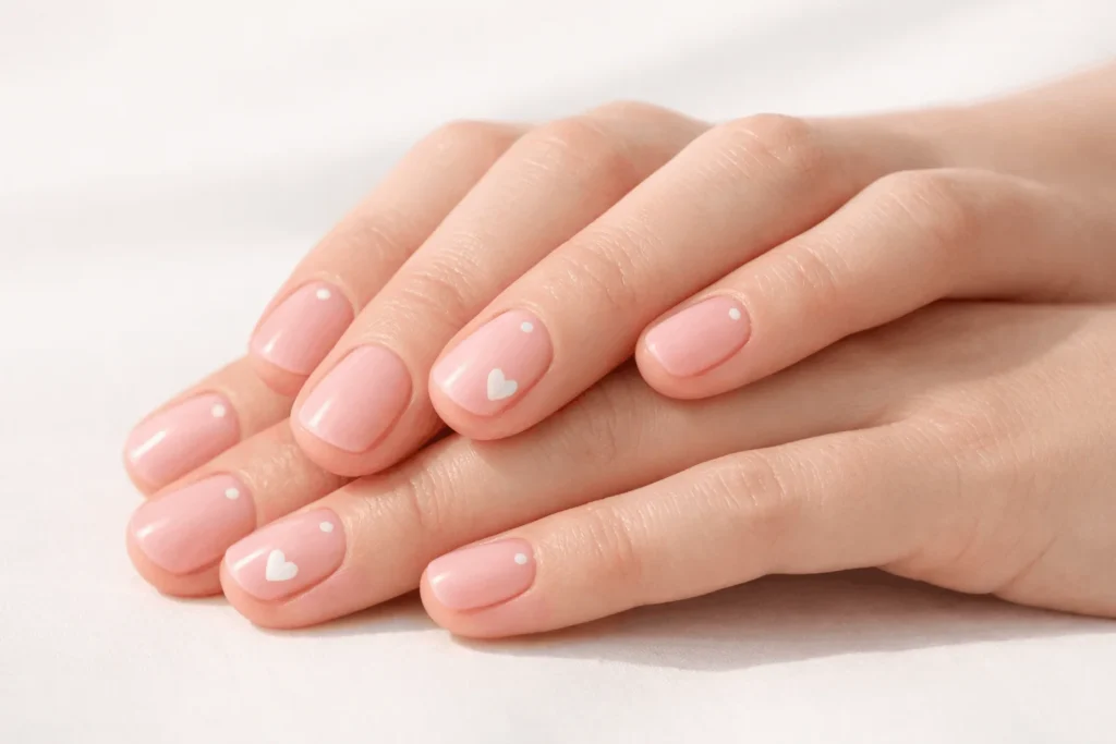  Soft pink minimal February nails aesthetic look